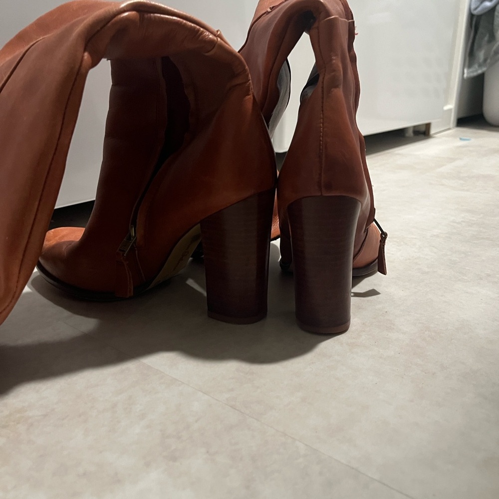 Sam Edelman Rylan Burnt Cooper Brown Leather Knee-High Boots - Picture 6 of 11